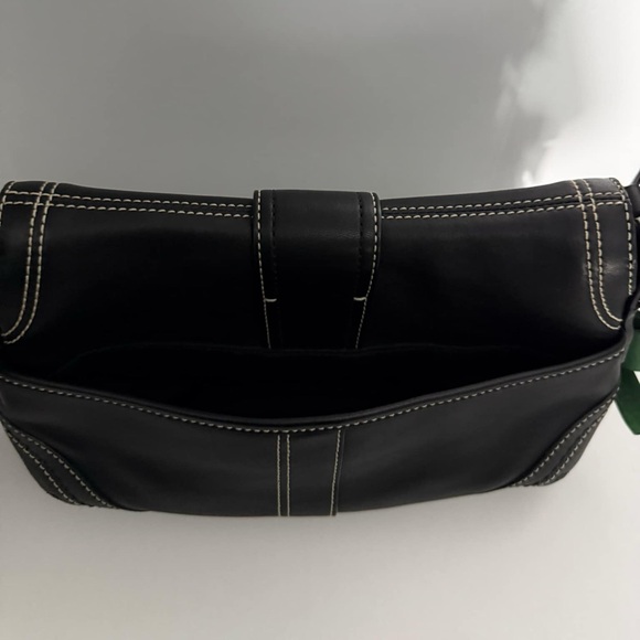 ࣪Black Coach Leather Soho Flap Buckle Shoulder Bag - Picture 6 of 10